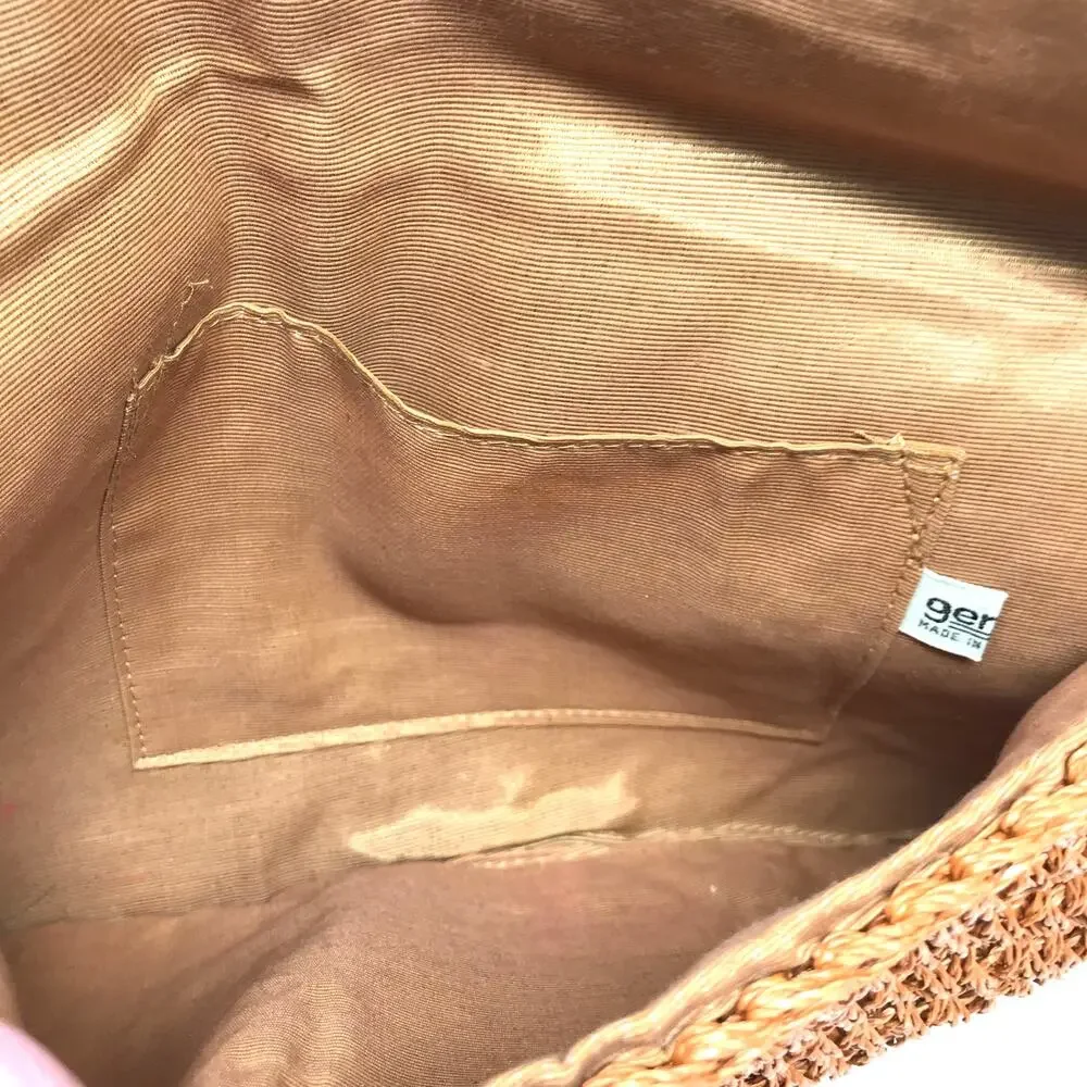 genie Vintage Rust Woven Straw Clutch Envelope Style